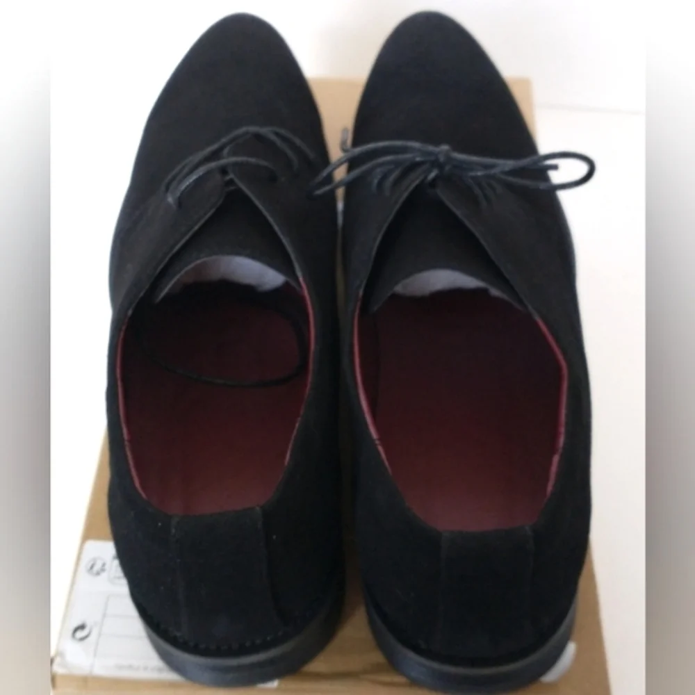 New w/Box Unbranded Men's Black Faux Suede Lace-Up Dress Oxfords Size EU 48